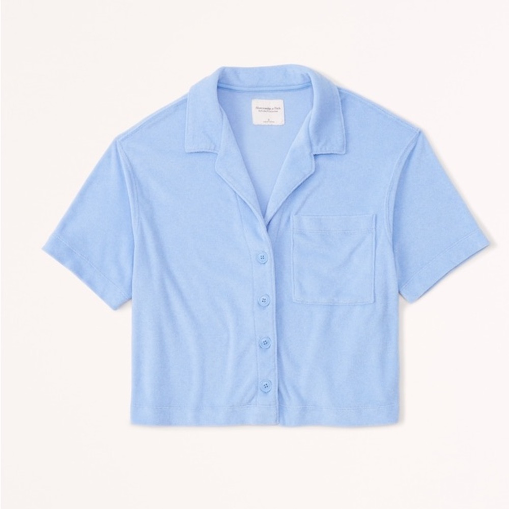 Abercrombie & Fitch Women’s Blue Towel Terry Button-Through Shirt Size Small
